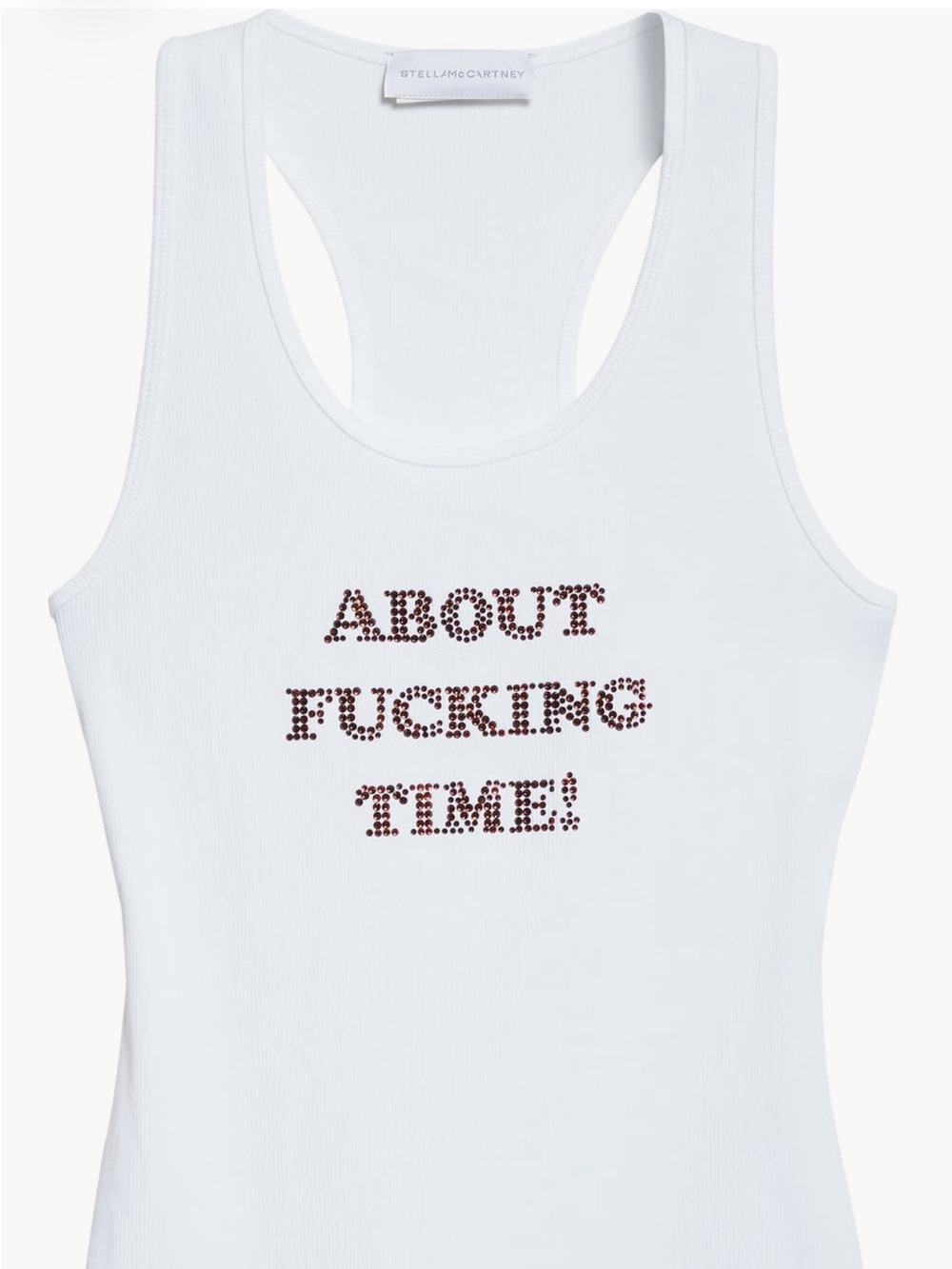 Stella McCartney White Ribbed Rhinestone Tank Top - Picture 3 of 4